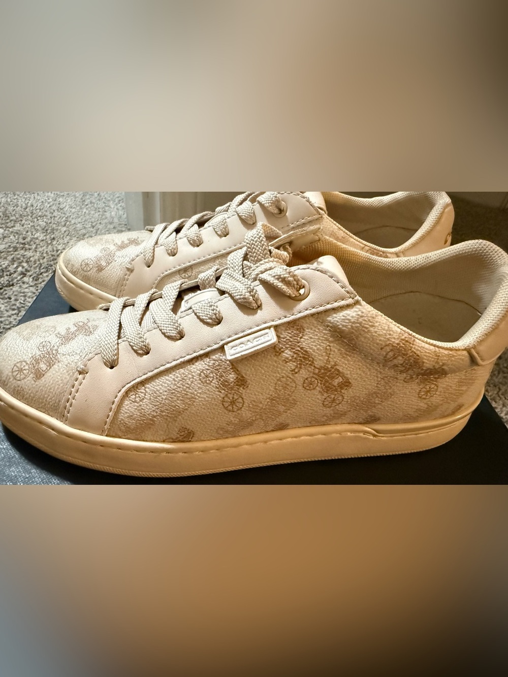 Coach Cream Logo-Print Low-Top Sneakers - Picture 2 of 3